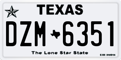 TX license plate DZM6351