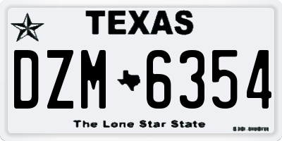 TX license plate DZM6354