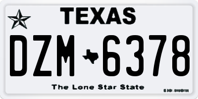 TX license plate DZM6378