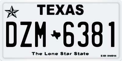 TX license plate DZM6381