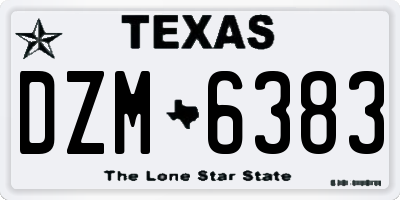 TX license plate DZM6383