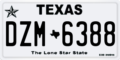 TX license plate DZM6388