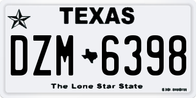 TX license plate DZM6398