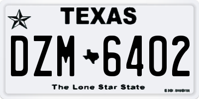 TX license plate DZM6402