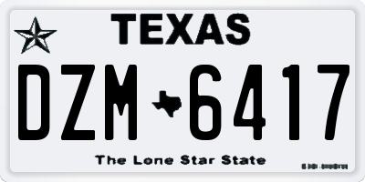 TX license plate DZM6417