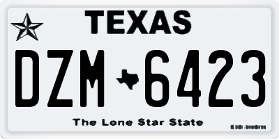 TX license plate DZM6423