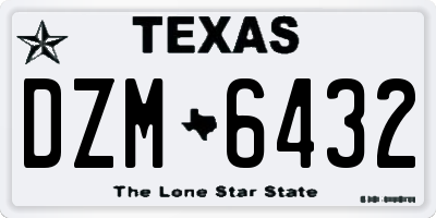 TX license plate DZM6432