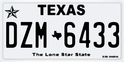 TX license plate DZM6433