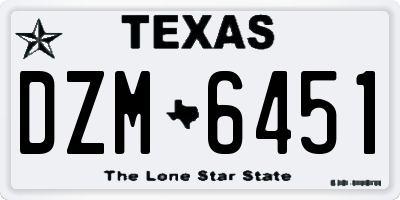 TX license plate DZM6451