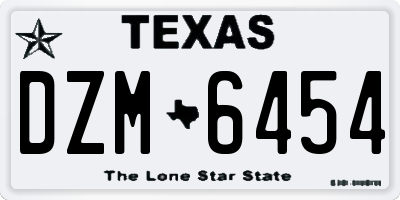 TX license plate DZM6454
