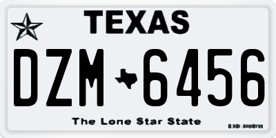 TX license plate DZM6456