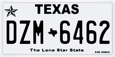 TX license plate DZM6462
