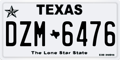 TX license plate DZM6476