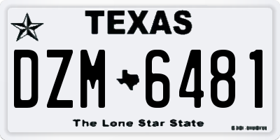 TX license plate DZM6481