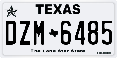 TX license plate DZM6485