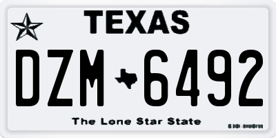 TX license plate DZM6492