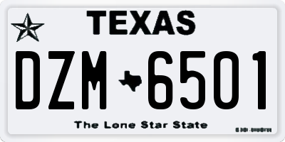 TX license plate DZM6501