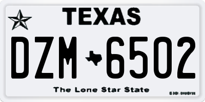 TX license plate DZM6502