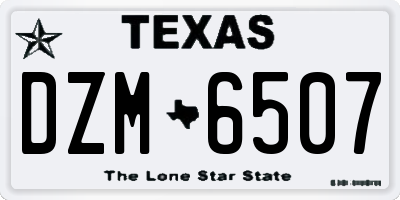 TX license plate DZM6507