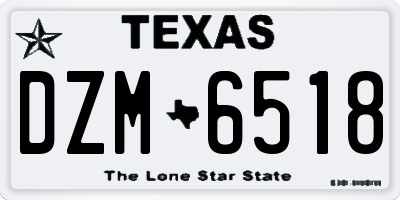 TX license plate DZM6518