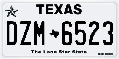 TX license plate DZM6523