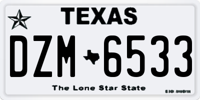 TX license plate DZM6533