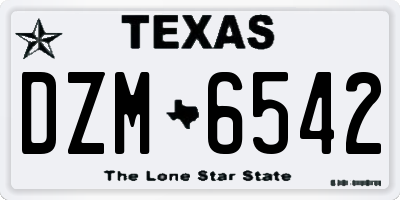 TX license plate DZM6542