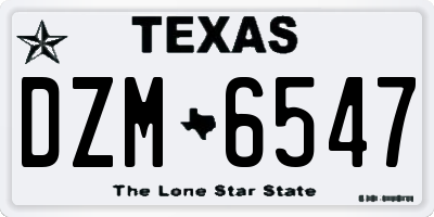 TX license plate DZM6547