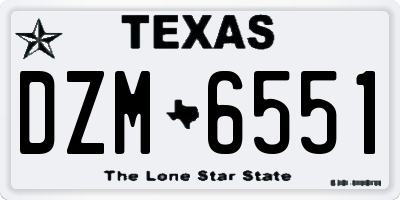 TX license plate DZM6551