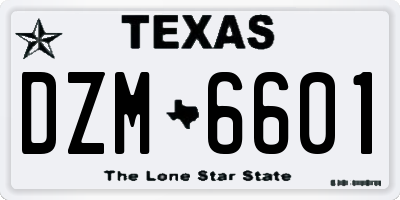 TX license plate DZM6601