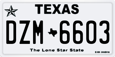 TX license plate DZM6603