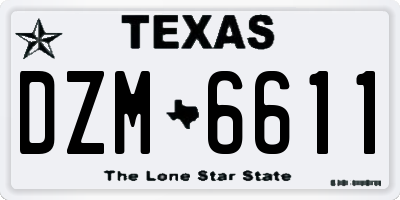 TX license plate DZM6611