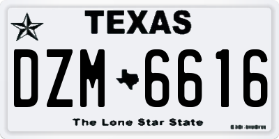 TX license plate DZM6616