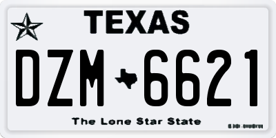 TX license plate DZM6621