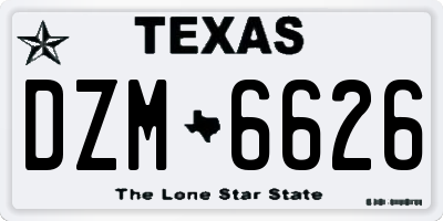 TX license plate DZM6626