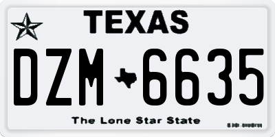 TX license plate DZM6635