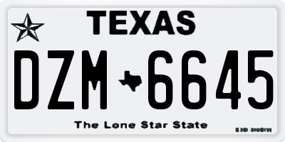 TX license plate DZM6645