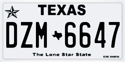 TX license plate DZM6647