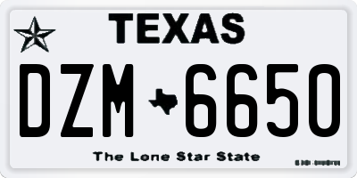 TX license plate DZM6650