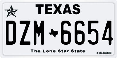 TX license plate DZM6654