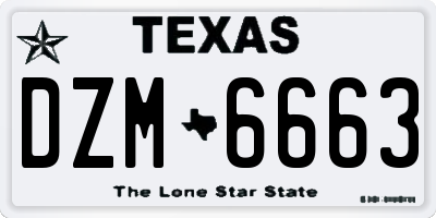 TX license plate DZM6663