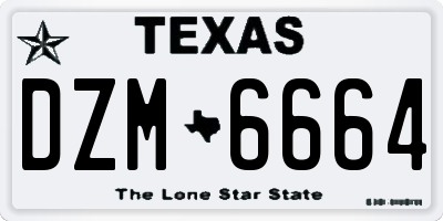 TX license plate DZM6664