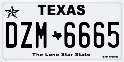 TX license plate DZM6665
