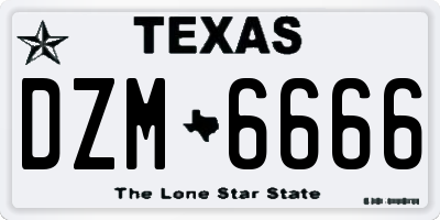TX license plate DZM6666