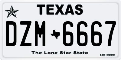 TX license plate DZM6667