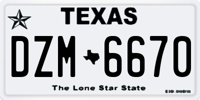 TX license plate DZM6670