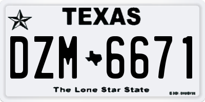 TX license plate DZM6671