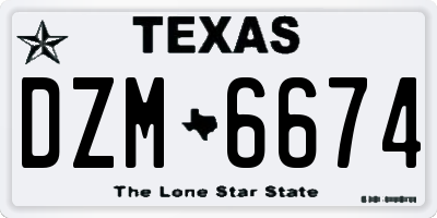 TX license plate DZM6674