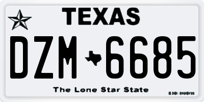 TX license plate DZM6685