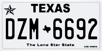 TX license plate DZM6692